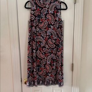 Elegant J Jill Paisley Midi Dress - Black and Red